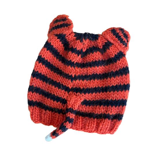 Hand Knit Wool Tiger Baby Hat - Picture 2 of 3